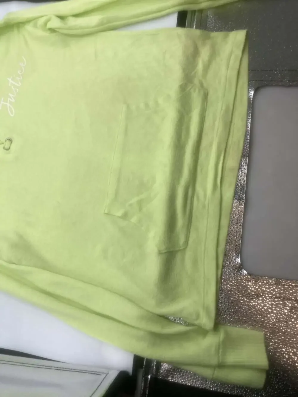 Justice Girls Lime Green Lace-Up Lightweight Pullover Hoodie Size 10